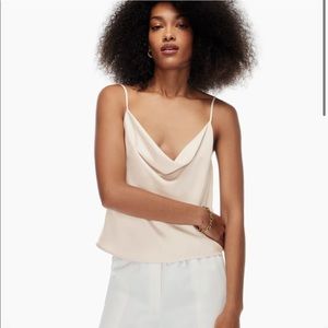 Babaton Aritzia Cowlneck tank top size Large light pink/champagne